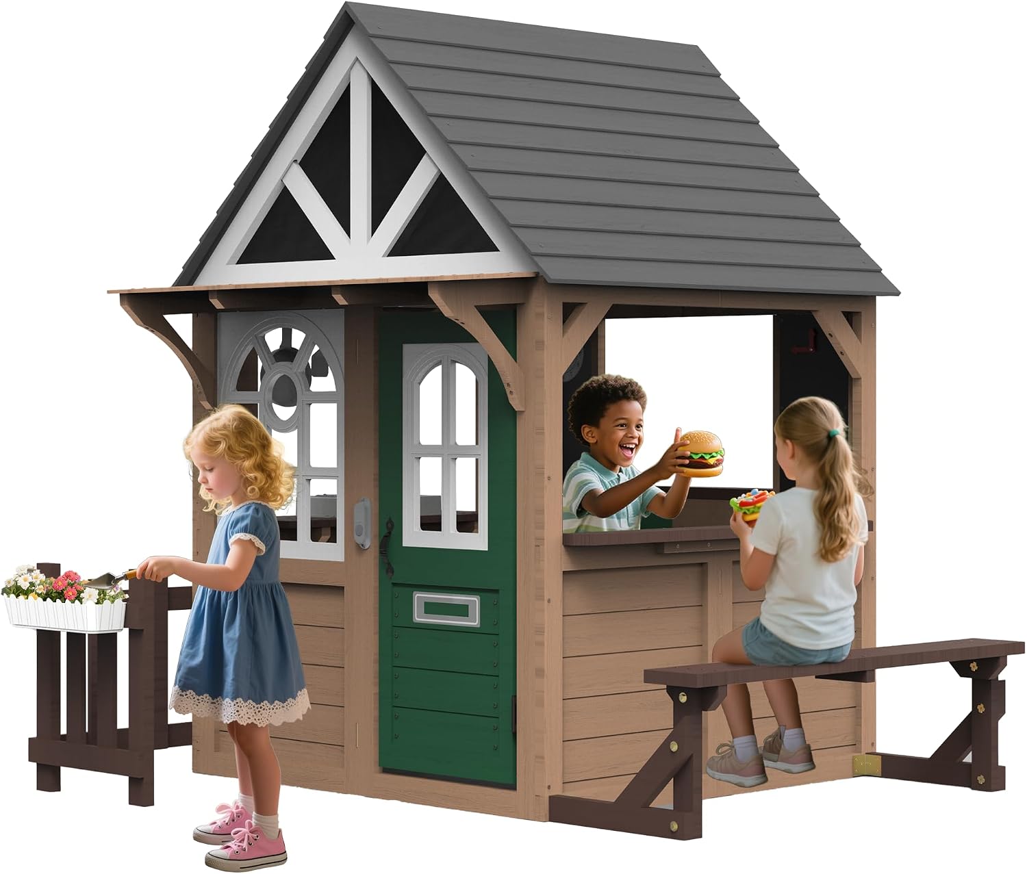 Kids Outdoor Kitchen - 세이젠 야외 놀이집 (어린이용), 전나무 목재