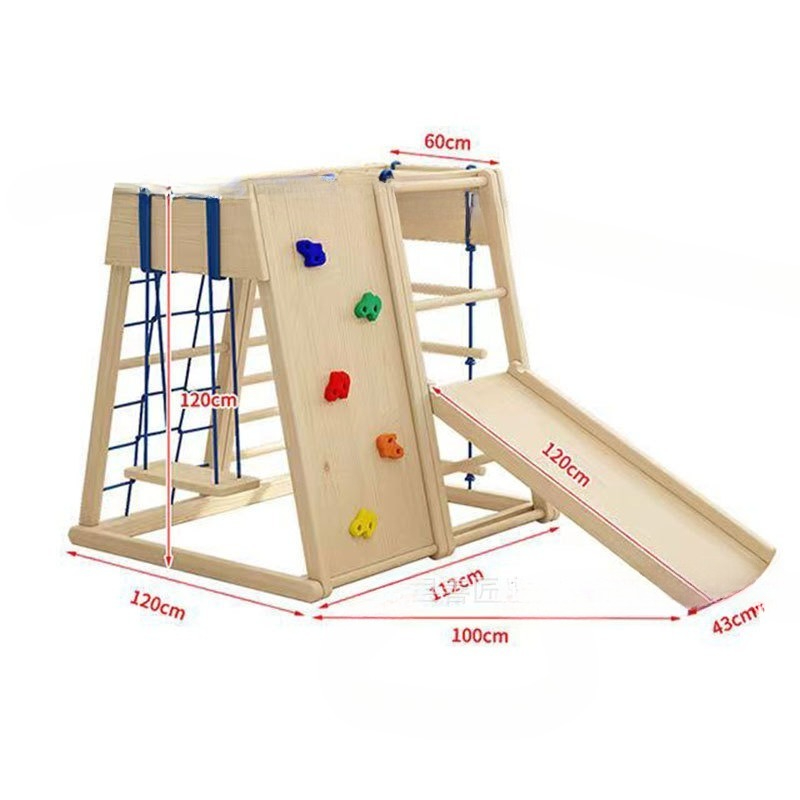 Kids Outdoor Wooden Climbing Frame - 어린이용 실내외 놀이터 장비, 슬라이드와 그네가