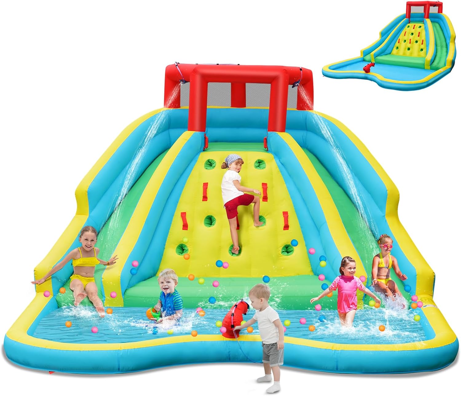 Kids Outdoor Water Slide - 어린이용 대형 에어바운스 워터슬라이드, 2개의 긴