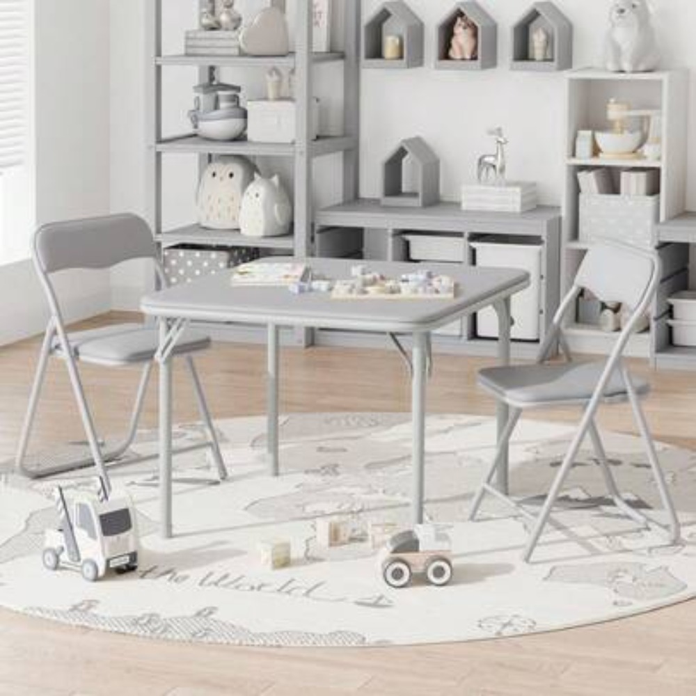 Kids Outdoor Folding Table - 3피스 접이식 테이블 및 의자 세트,