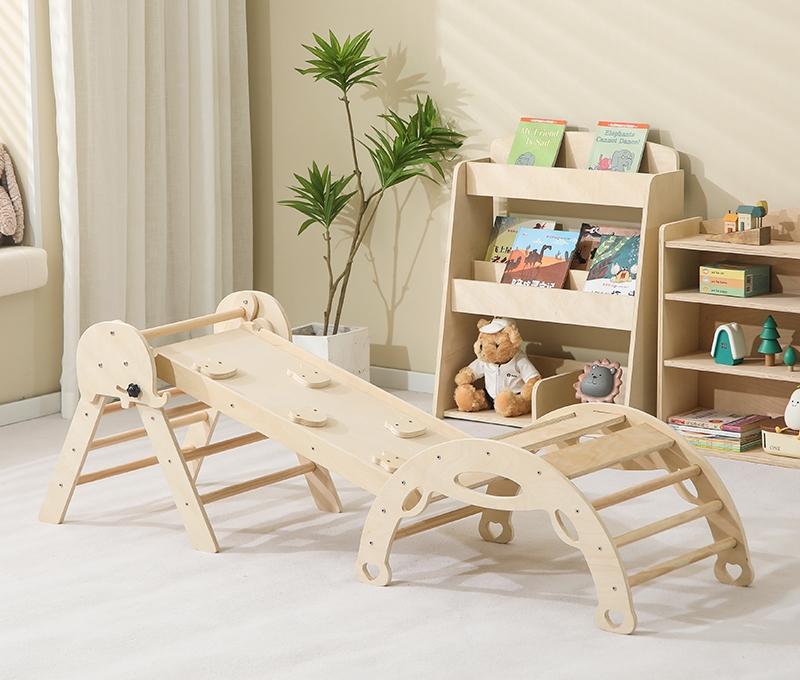 Kids Outdoor Wooden Climbing Frame - 인기 급상승 7-in-1 몬테소리 나무 정원