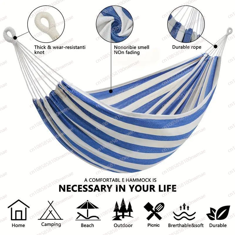 Kids Outdoor Hammock - 이중 캔버스 스틱리스 싱글 해먹 야외