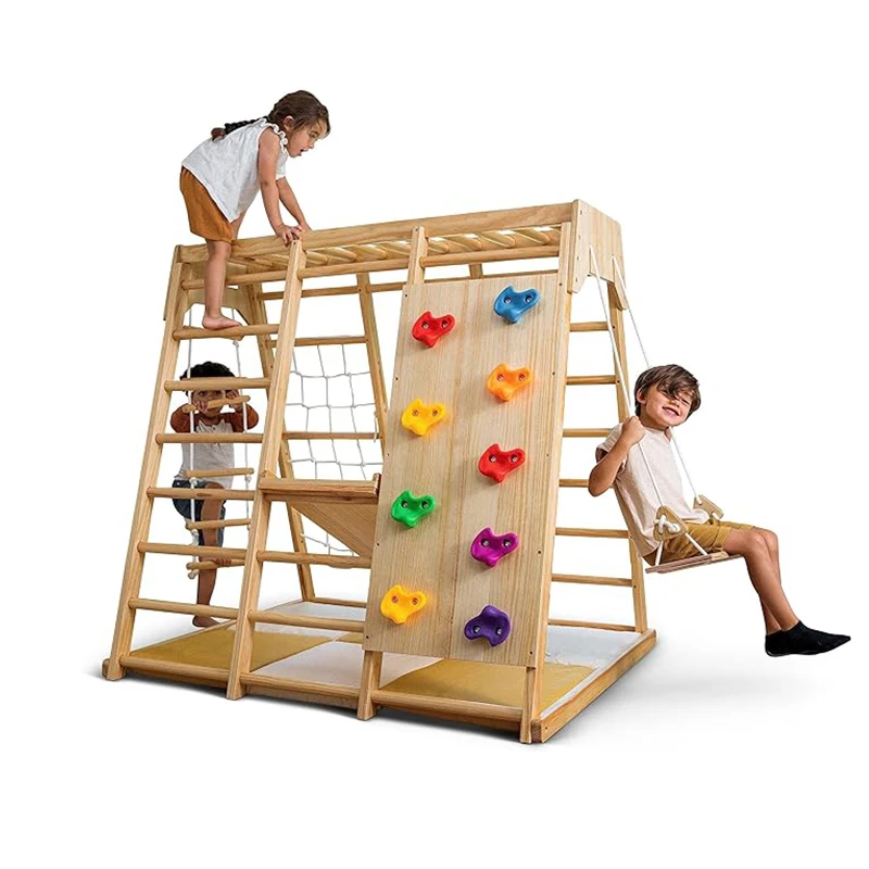 Kids Outdoor Wooden Climbing Frame - 어린이 실내 놀이터 활동 놀이기구 운동