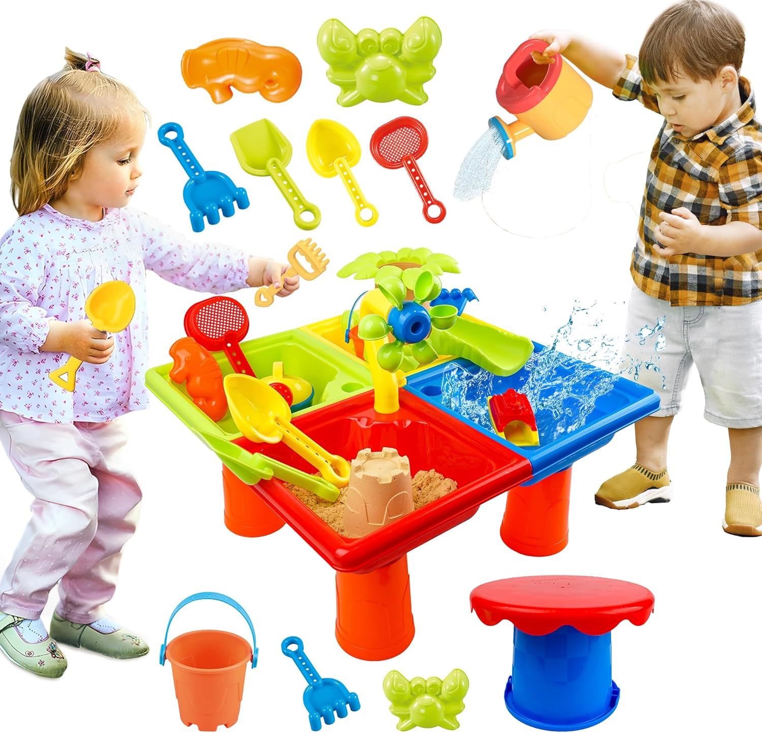 Kids Outdoor Sensory Table - 4 In 1 어린이 물과 모래