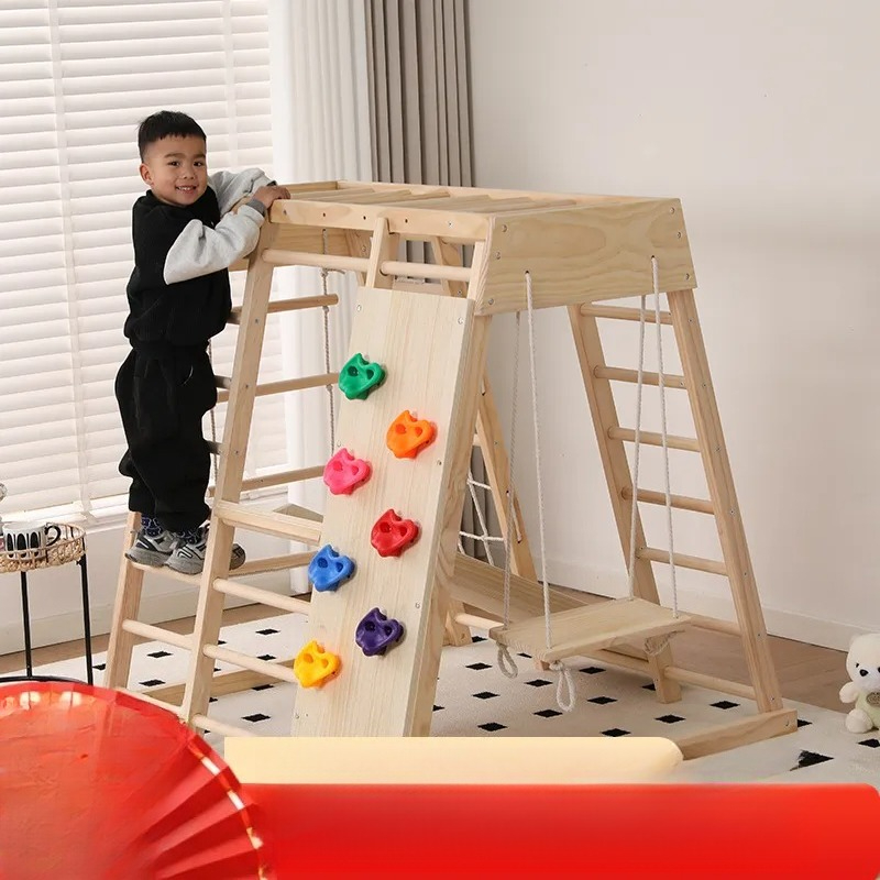 Kids Outdoor Wooden Climbing Frame - JMZ 나무 정글짐 슬라이드 클라이밍 프레임