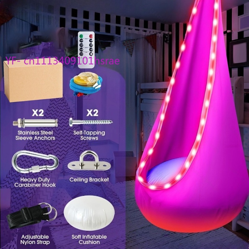 Kids Outdoor Hammock - 빛나는 LED 풍선 해먹 휴대용 플러시
