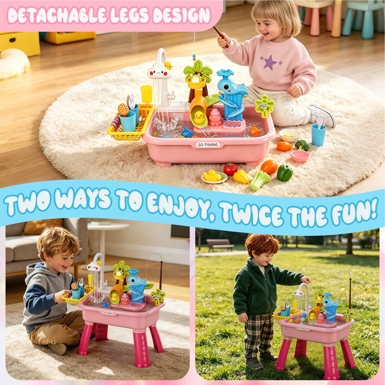 Kids Outdoor Sensory Table - 업그레이드된 유아용 물놀이 테이블 주방 놀이