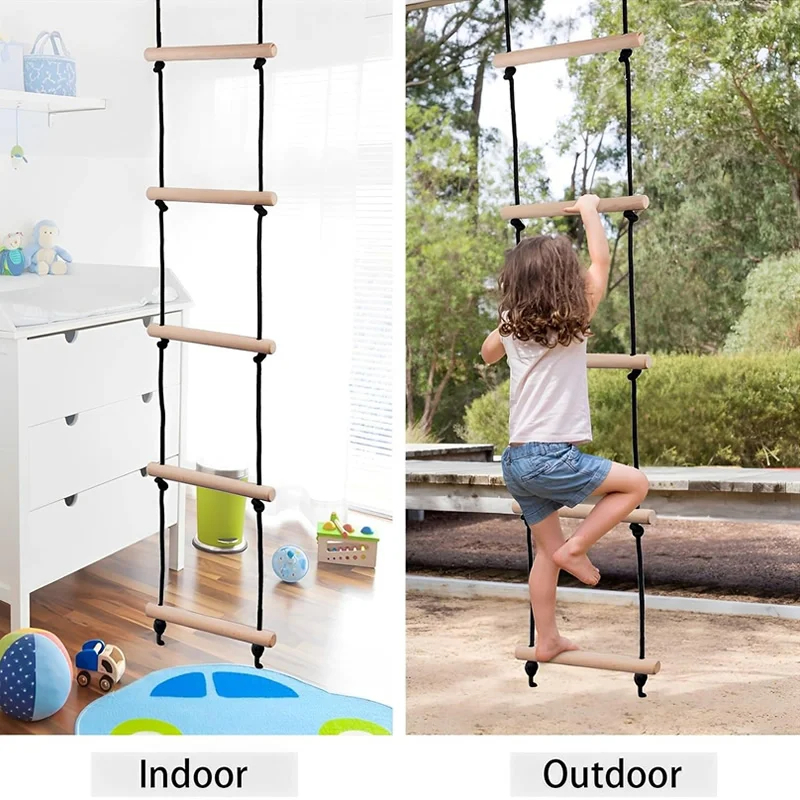 Kids Outdoor Swing - 어린이용 로프 사다리 나무 그네 실내외
