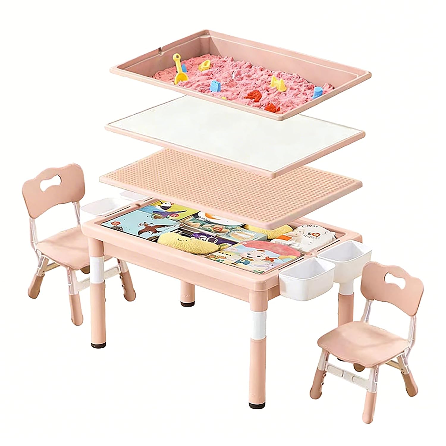 Kids Outdoor Sensory Table - 어린이 활동 테이블(수납함 포함), 실내외용 모래-물