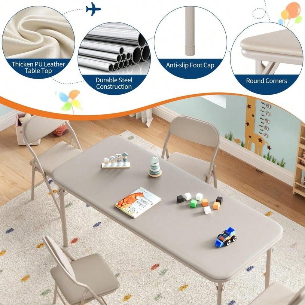 어린이 활동 테이블 세트, 두꺼운 PU 가죽 상판이 있 - Kids Outdoor Folding Table 리뷰 및 가격