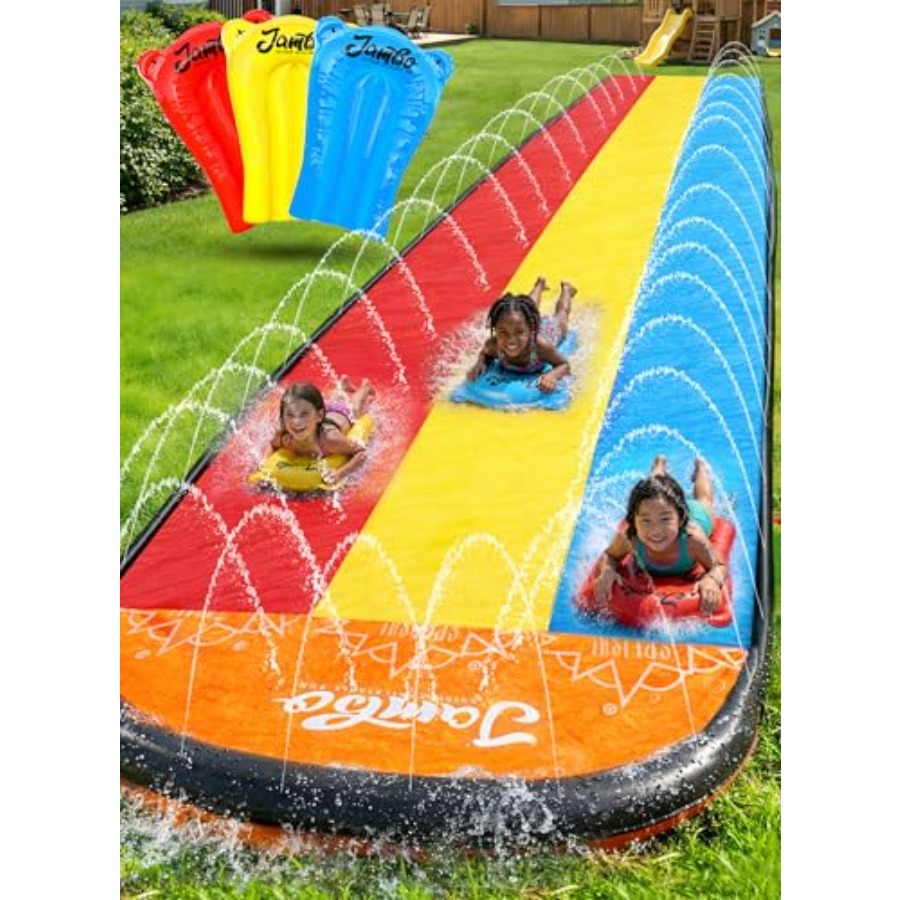 아이들을 위한 뒷마당 야외 물놀이: 트리플 레인 슬립  - Kids Outdoor Water Slide 리뷰 및 가격