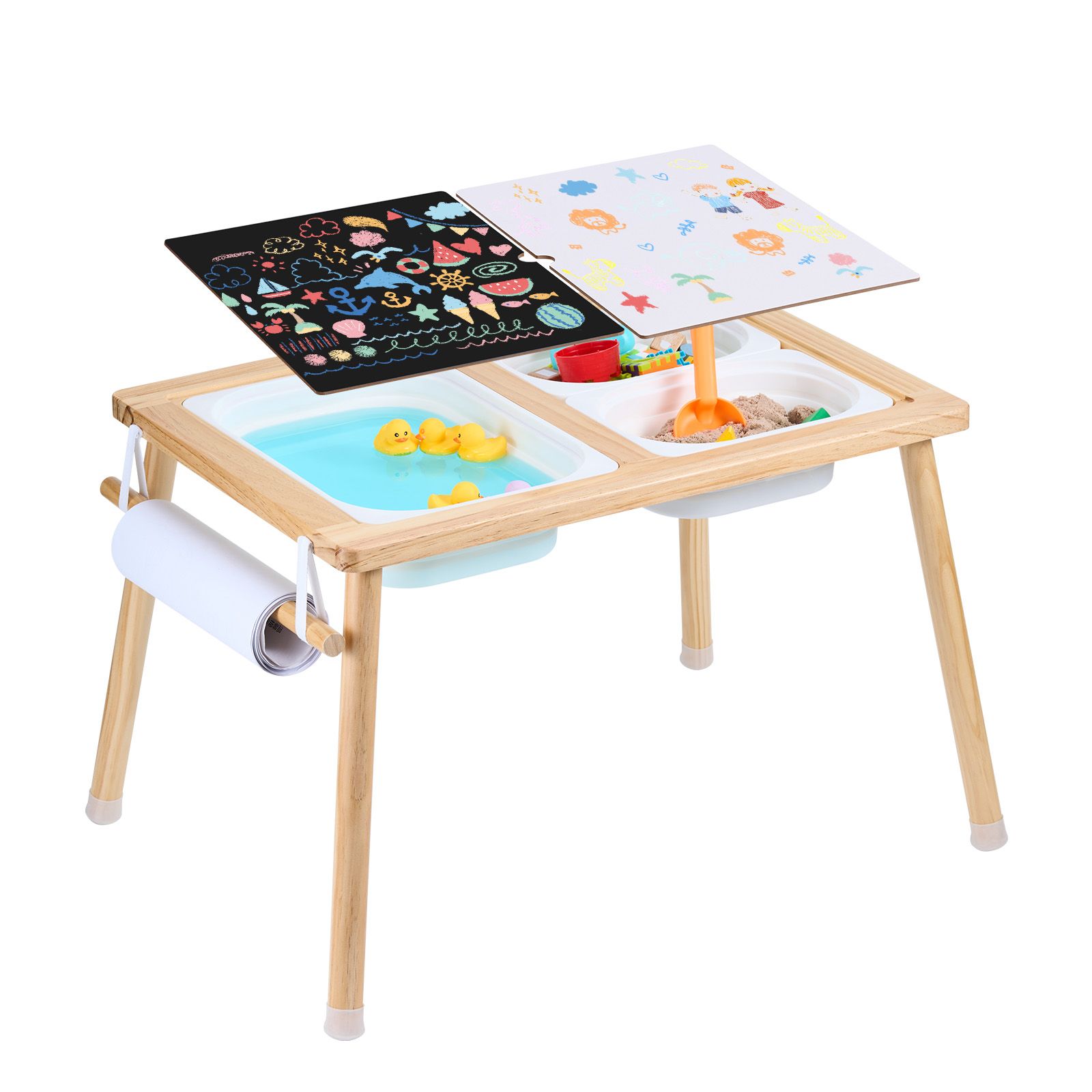유아용 감각놀이 테이블, 3개의 접이식 수납함과 종이  - Kids Outdoor Sensory Table 리뷰 및 가격