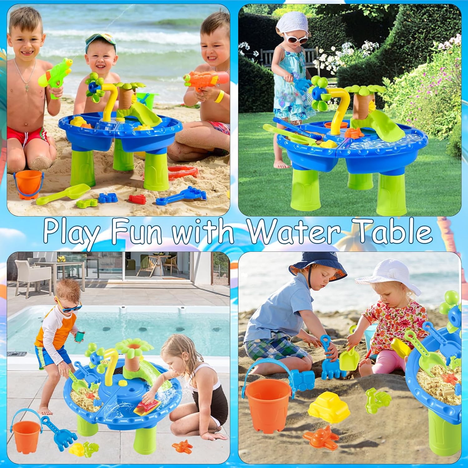 어린이를 위한 워터 테이블 샌드박스 모래 장난감과 스플 - Kids Outdoor Sensory Table 리뷰 및 가격