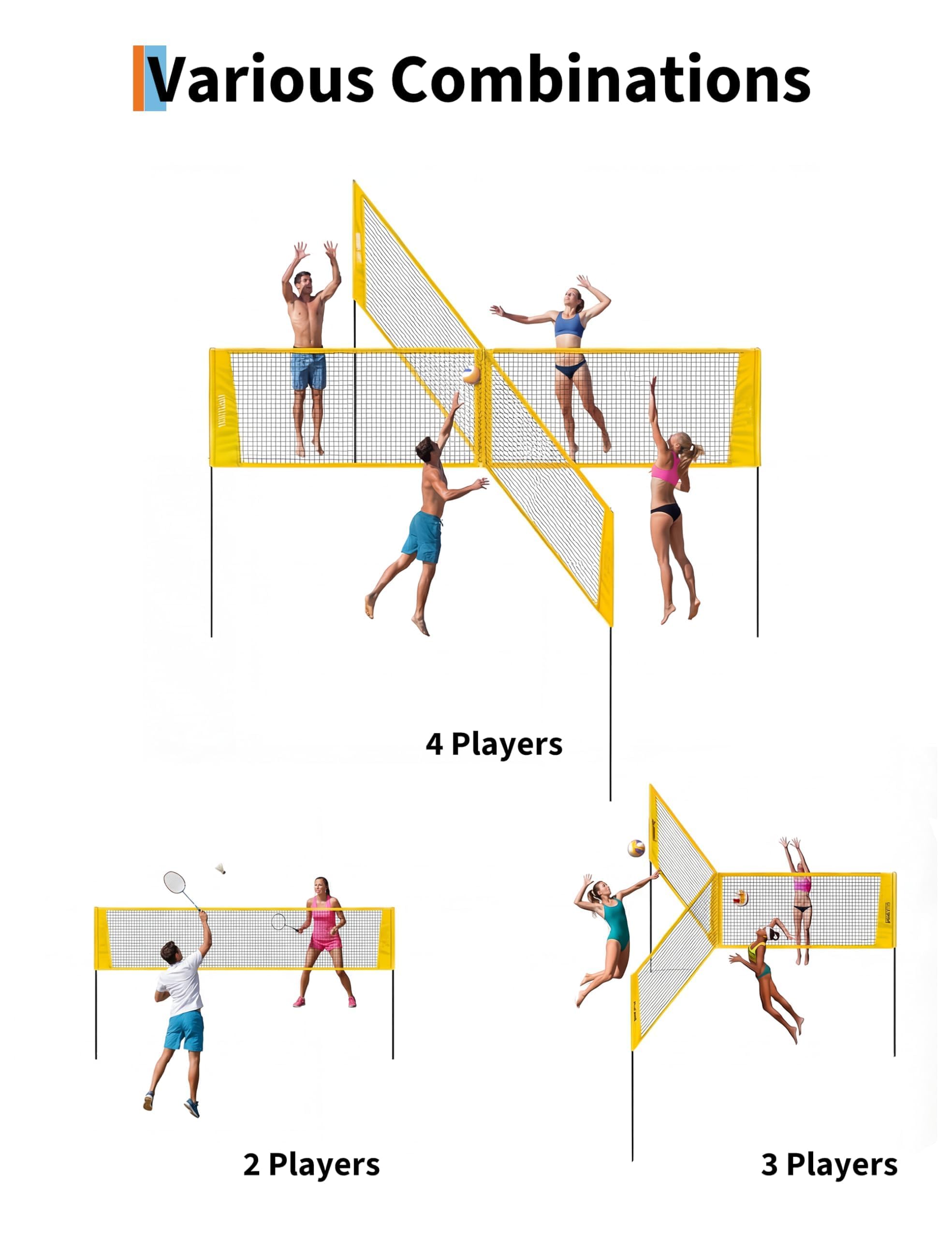 4방향 배구 네트 세트(크로스 디자인), PE 휴대용  - Kids Outdoor Volleyball Net 리뷰 및 가격