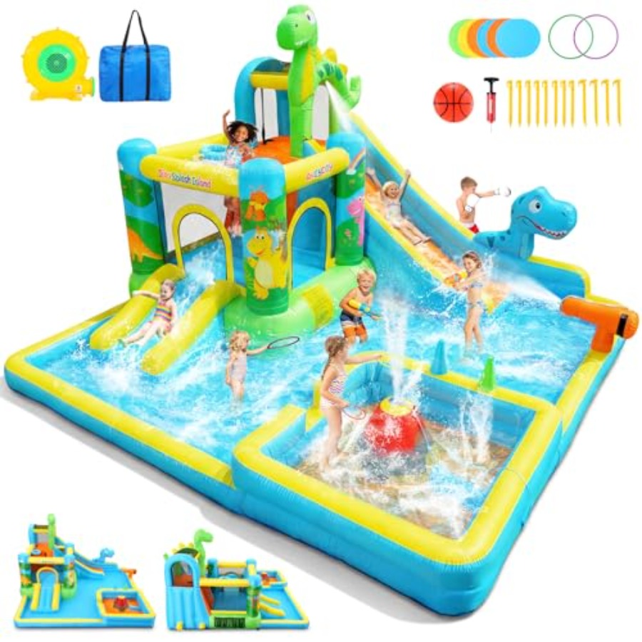 야외 마당용 풍선 워터 슬라이드: 공룡 테마 13-in - Kids Outdoor Water Slide 리뷰 및 가격
