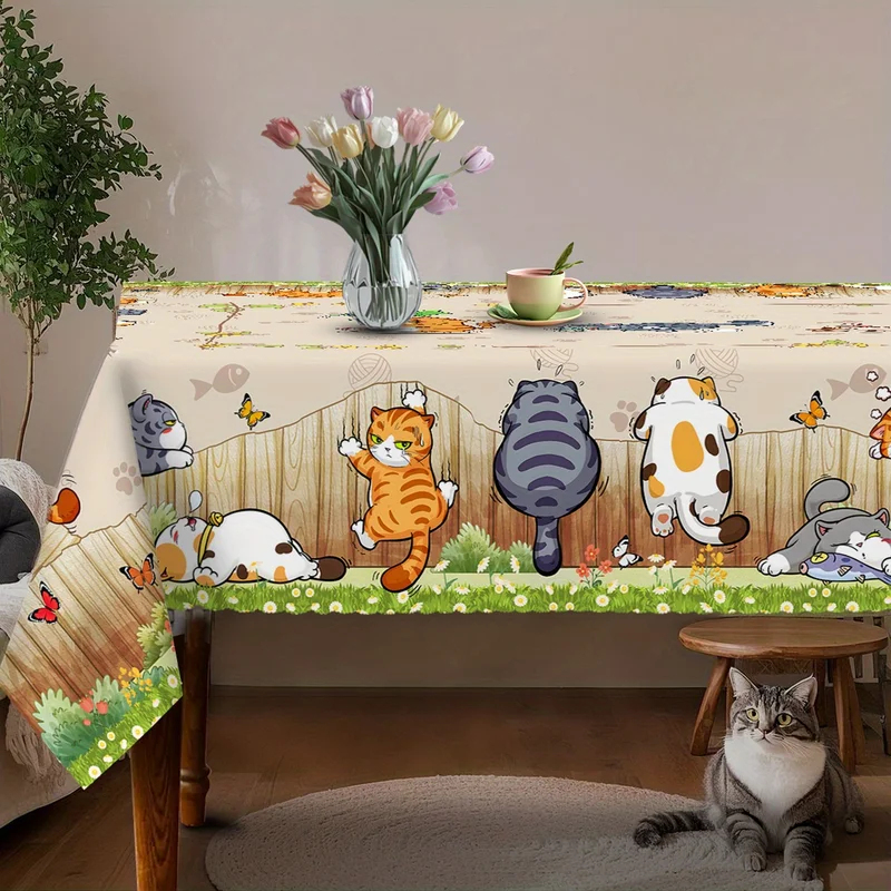 VIKAMA 베이지 만화 고양이 식탁보 장난기 가득한  - Kids Outdoor Dining Table 리뷰 및 가격