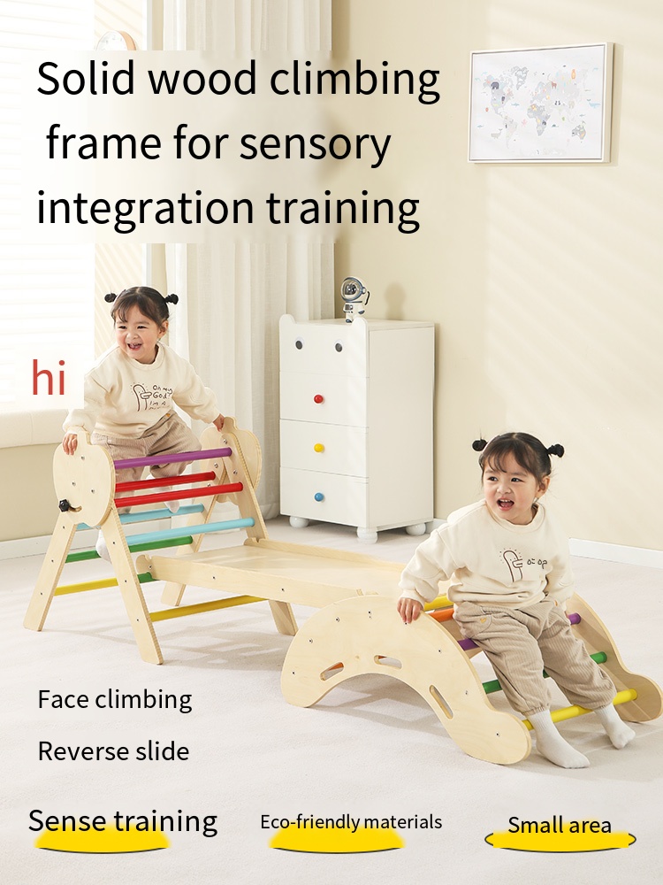 인기 급상승 7-in-1 몬테소리 나무 정원 레인보우  - Kids Outdoor Wooden Climbing Frame 리뷰 및 가격