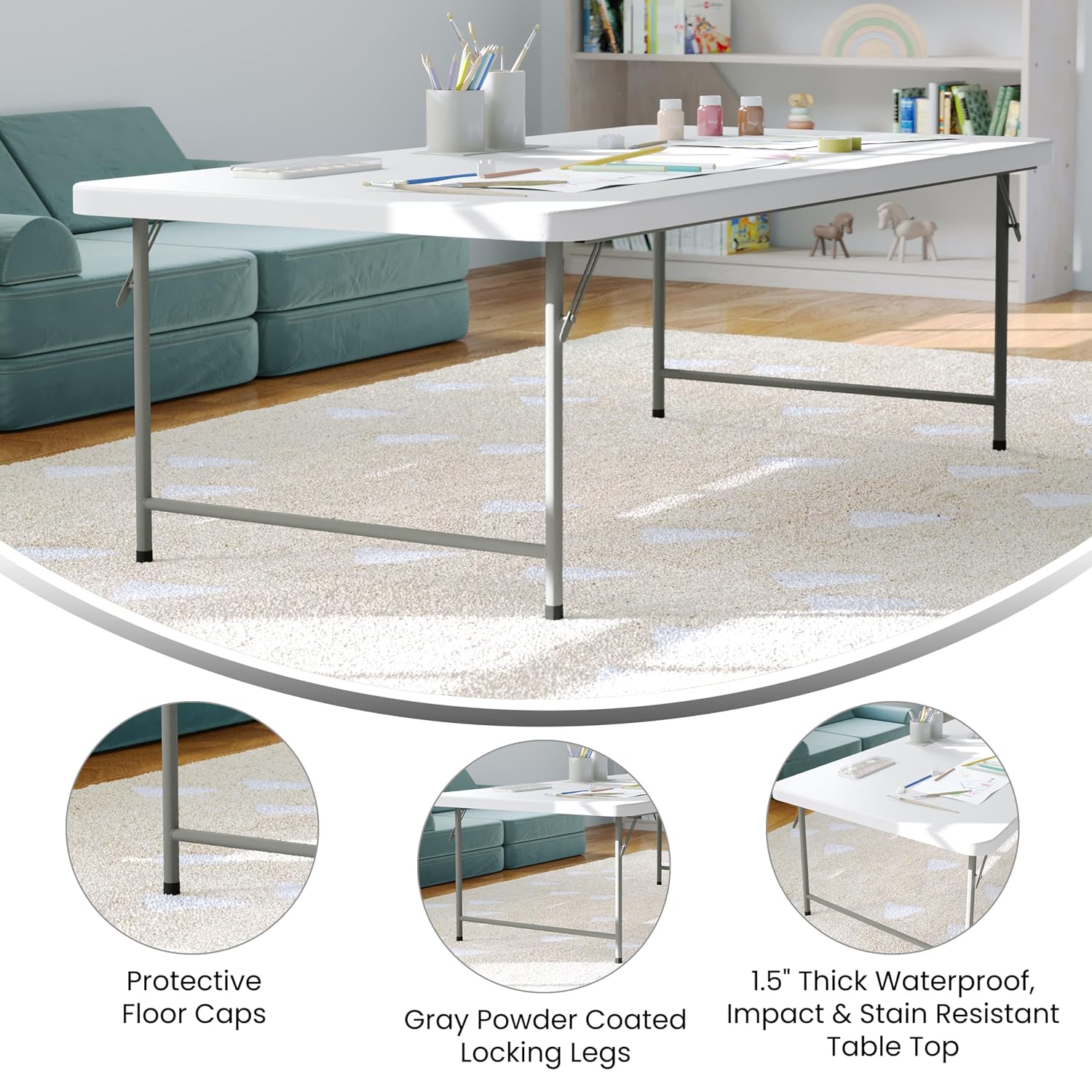 어린이용 4.93피트 플라스틱 접이식 테이블, 화강암  - Kids Outdoor Folding Table 리뷰 및 가격