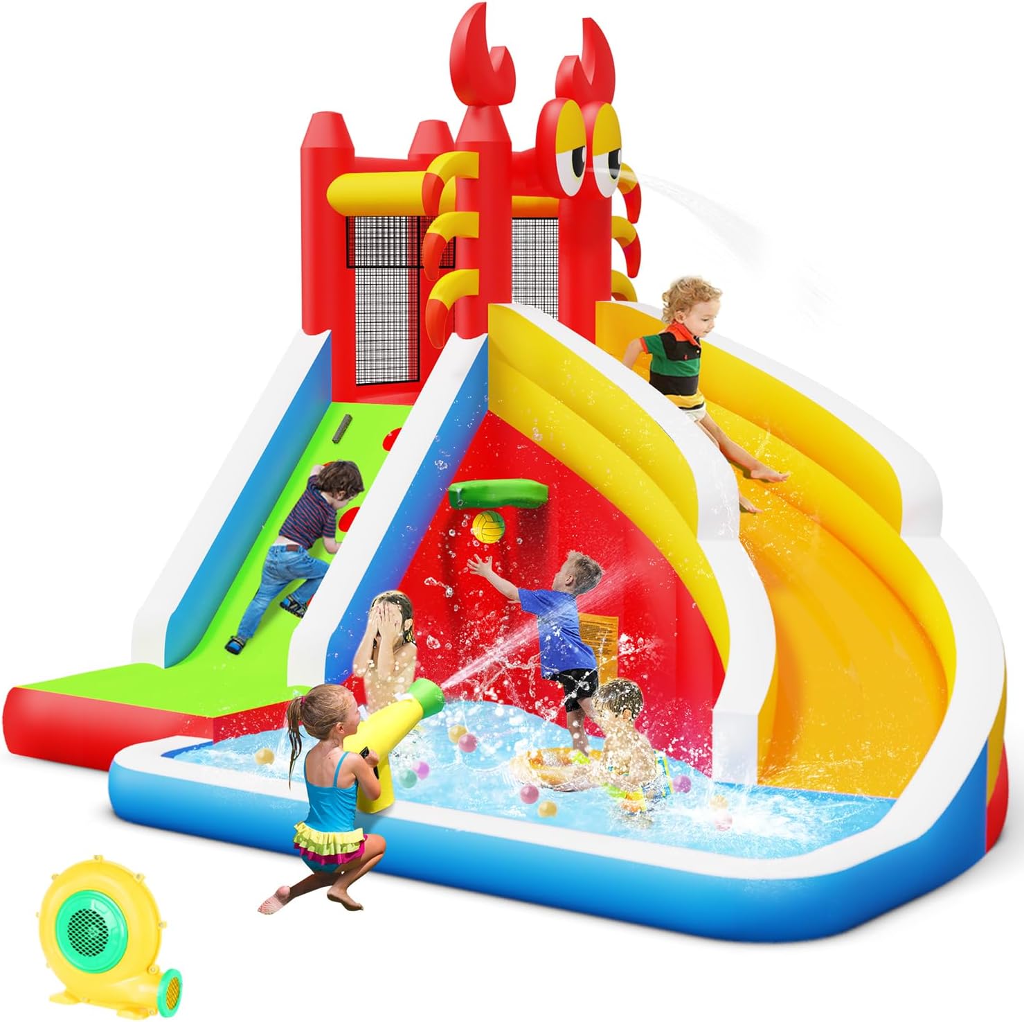 대형 어린이용 물 미끄럼틀 에어바운스 - 스플래시 풀, - Kids Outdoor Water Slide 리뷰 및 가격