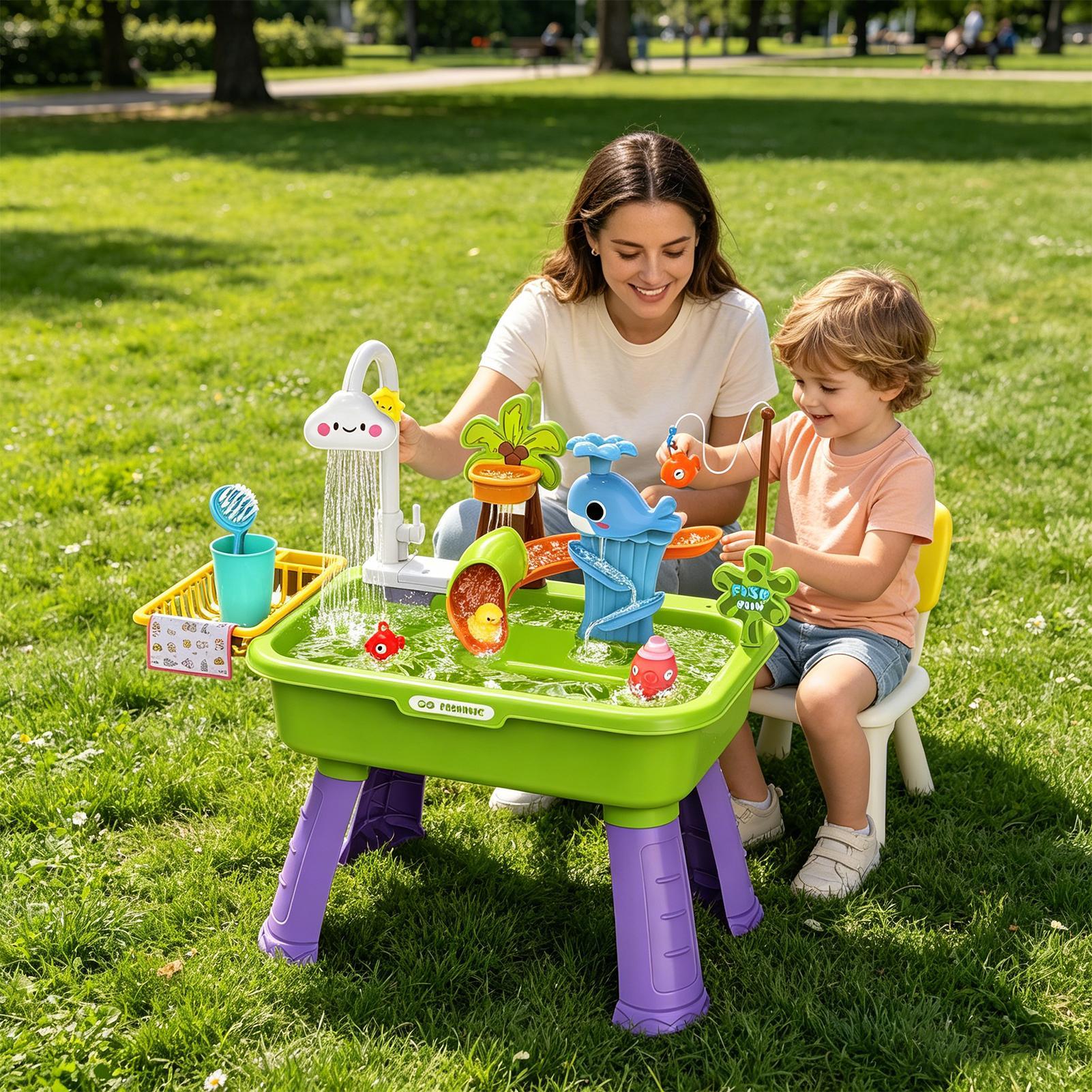 업그레이드된 유아용 물놀이 테이블 주방 놀이 싱크대 장 - Kids Outdoor Sensory Table 리뷰 및 가격