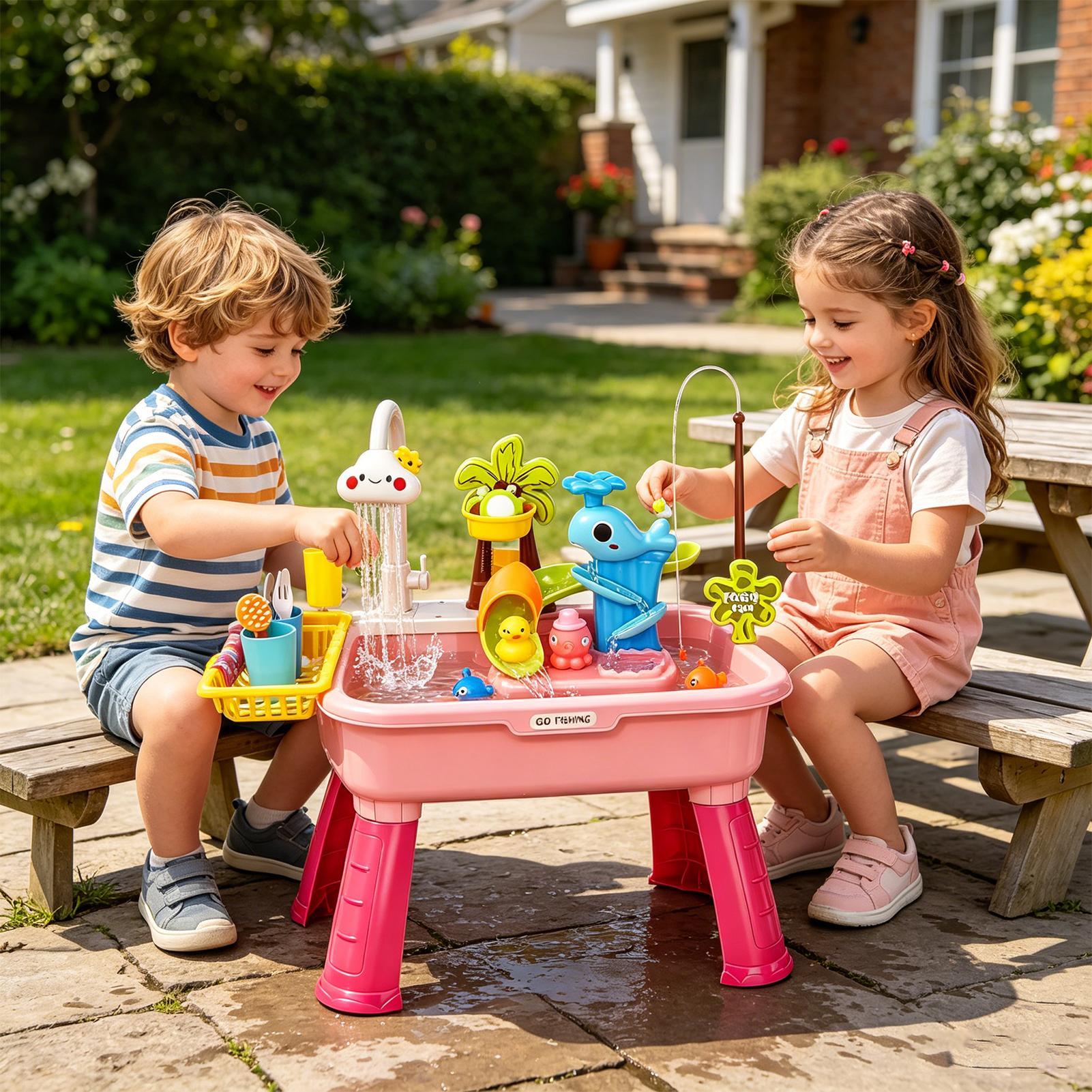 업그레이드된 유아용 물놀이 테이블 주방 놀이 싱크대 장 - Kids Outdoor Sensory Table 리뷰 및 가격