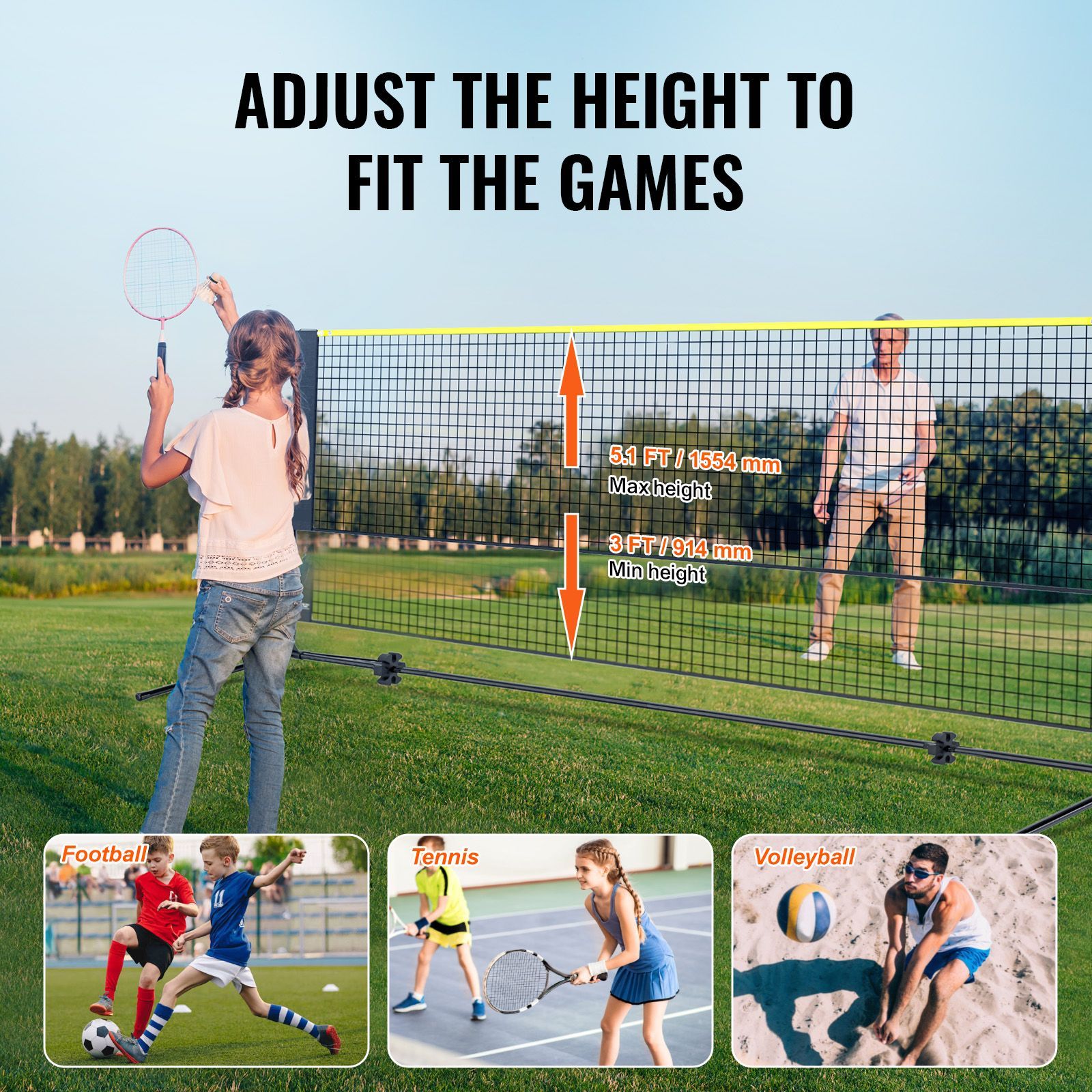 배드민턴 네트, 높이 조절 가능한 배구 네트, 17피트 - Kids Outdoor Volleyball Net 리뷰 및 가격