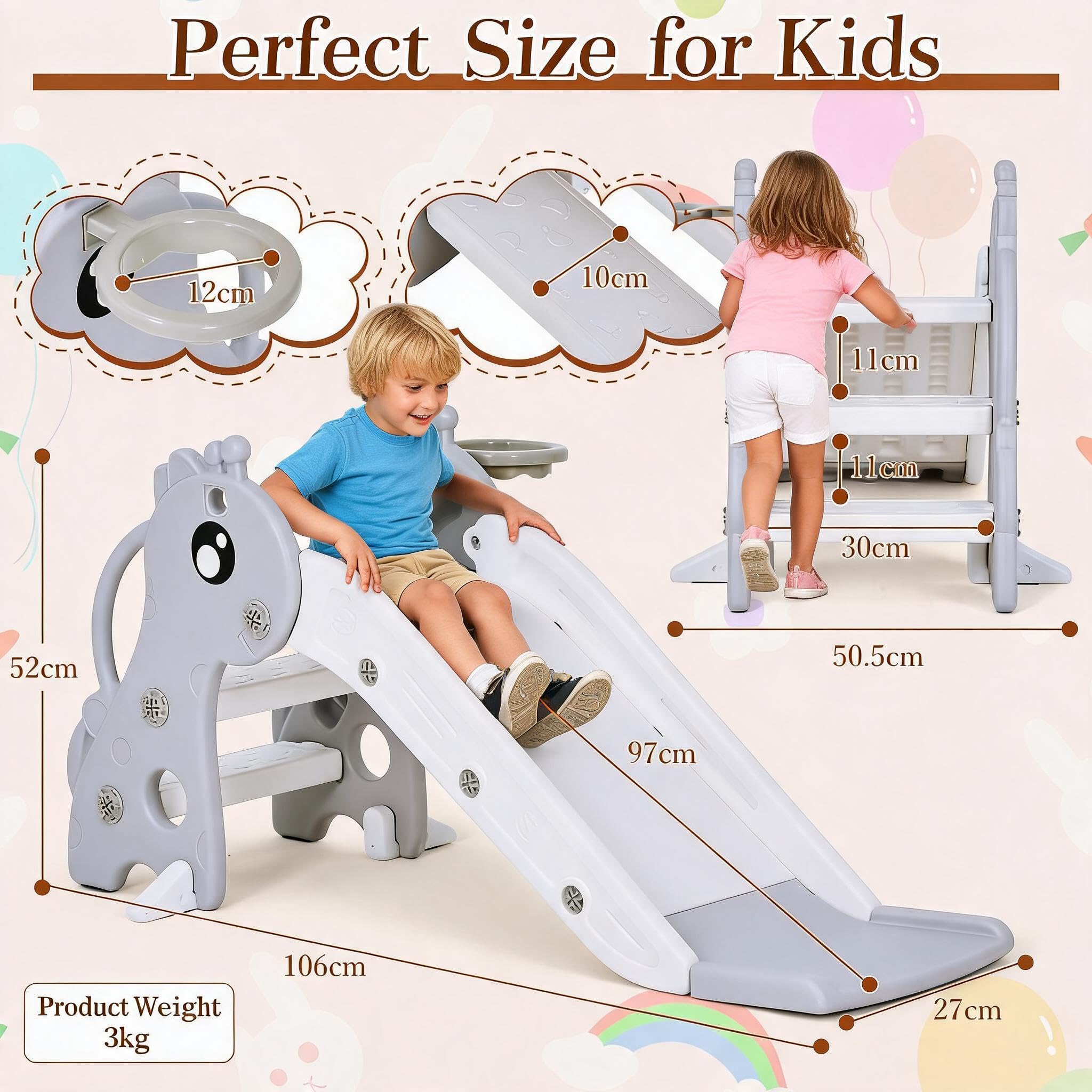 3 in 1 유아용 슬라이드와 농구대, 독립형 접이식  - Kids Outdoor Climber 리뷰 및 가격