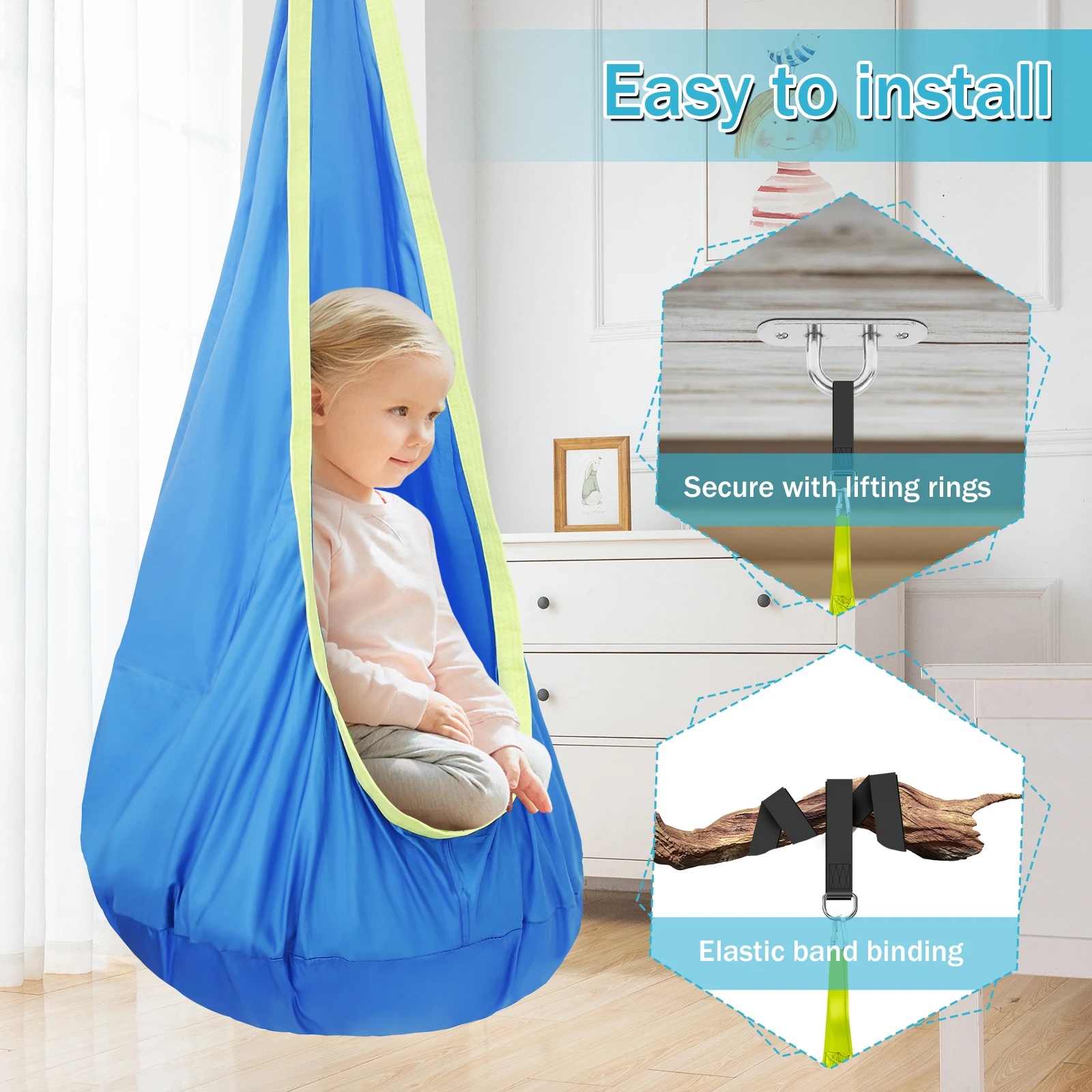 어린이용 센서리 스윙 의자, 휴대용 해먹 의자, 팽창식 - Kids Outdoor Hammock 리뷰 및 가격