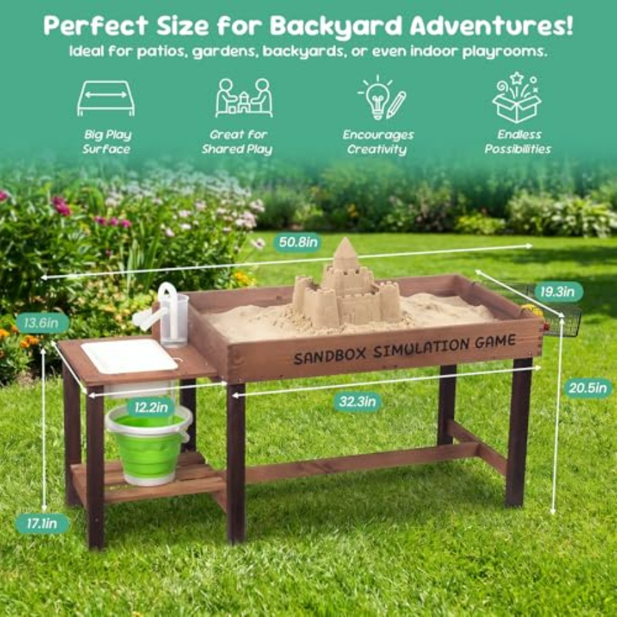 야외용 나무 모래놀이 테이블 (3~8세 어린이용), 천 - Kids Outdoor Sensory Table 리뷰 및 가격