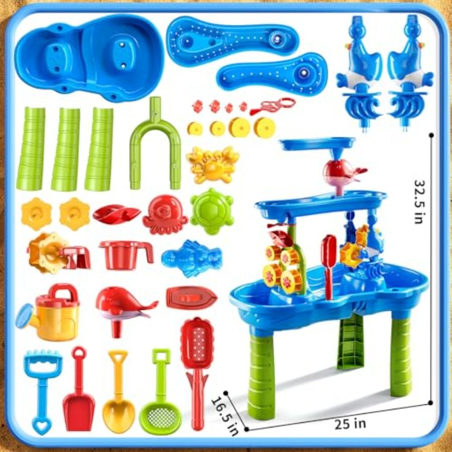 3~8세 어린이를 위한 야외용 3단 감각놀이 테이블,  - Kids Outdoor Sensory Table 리뷰 및 가격