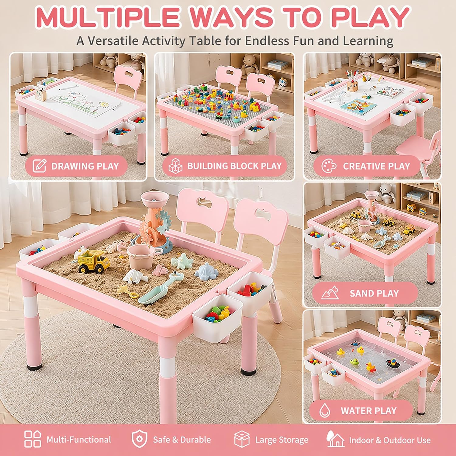 어린이 활동 테이블(수납함 포함), 실내외용 모래-물  - Kids Outdoor Sensory Table 리뷰 및 가격
