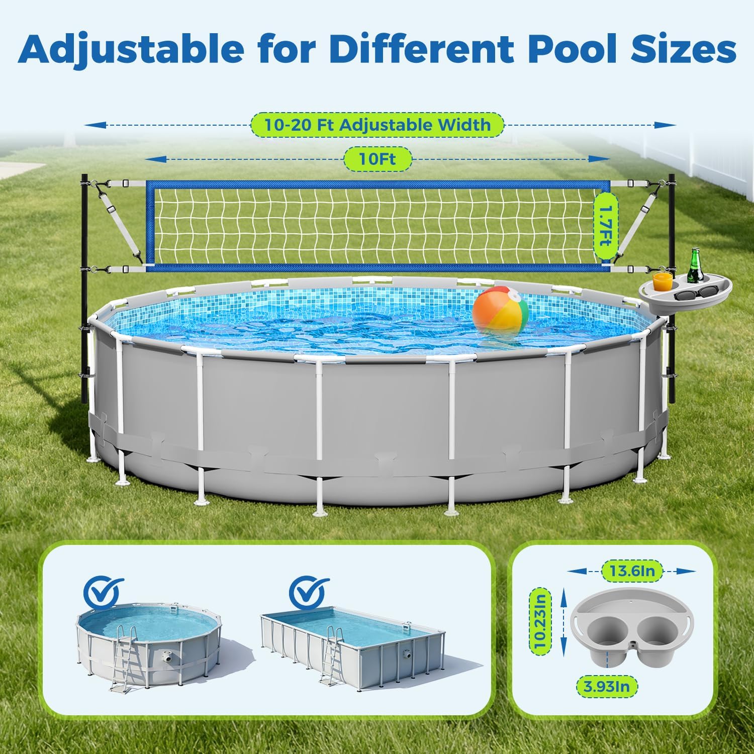 지상 수영장용 배구 네트 세트(보관 트레이 포함) –  - Kids Outdoor Volleyball Net 리뷰 및 가격